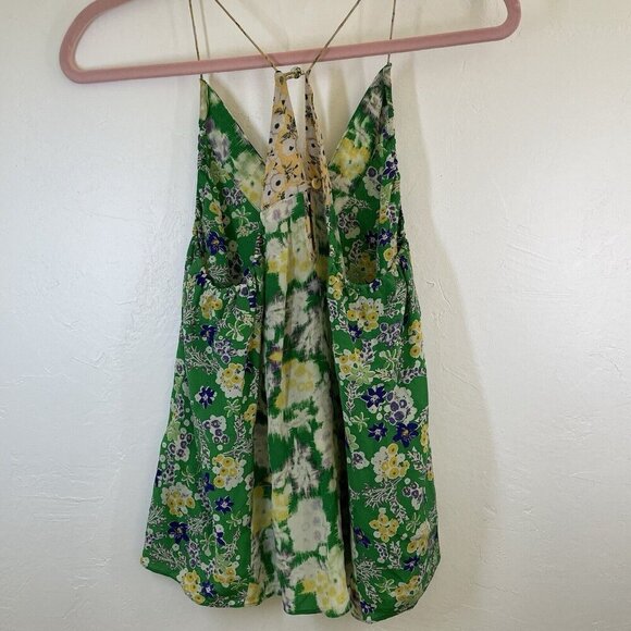 Vintage Rebecca Taylor Y2K Fairy Silk Tank Top Cami Kelly Green Yellow Boho 2 - Picture 2 of 12